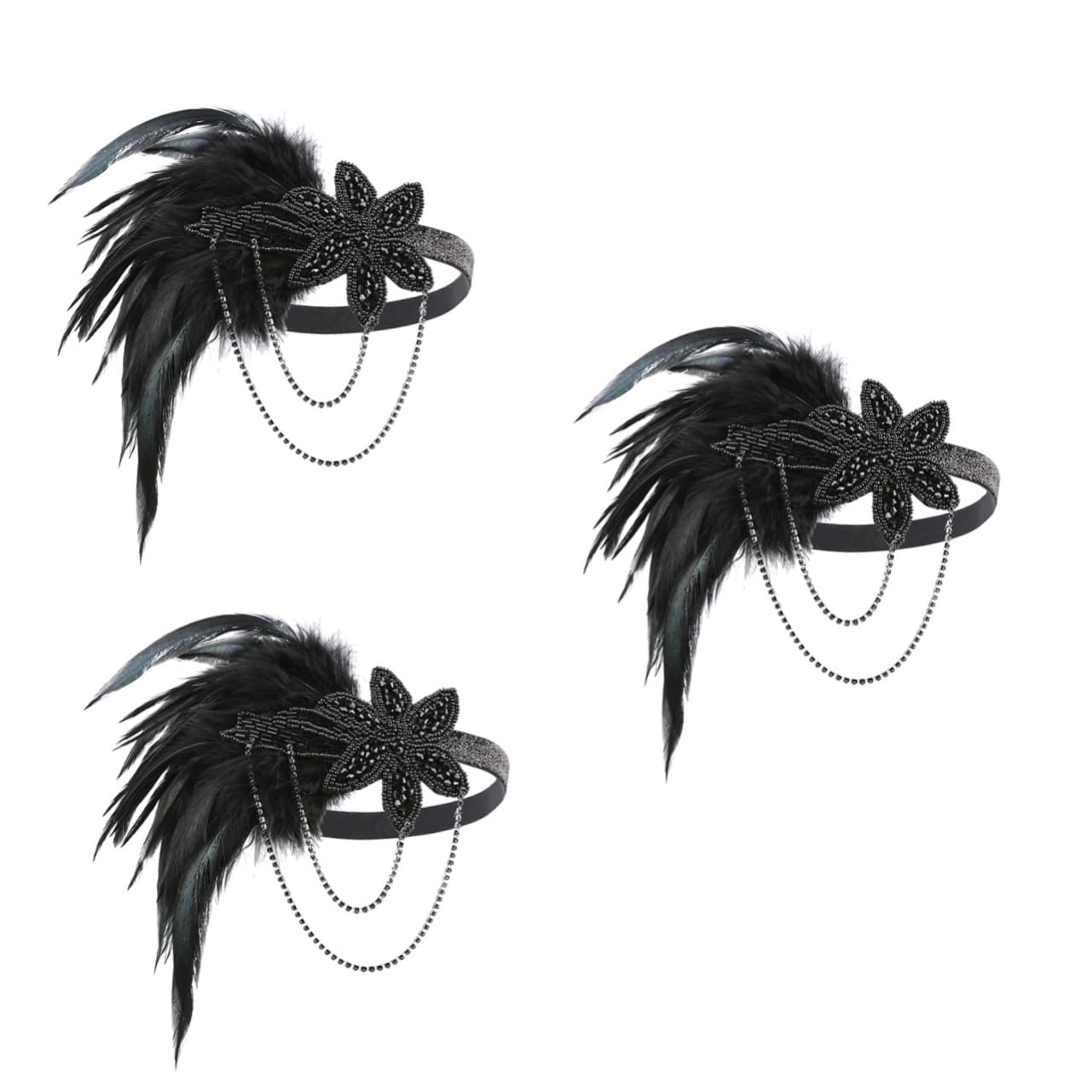 MAGICLULU 3 Pz Da Donna Per Turbante Accessori Per Flapper Accessori Per Costumi Anni '20 Fascinatori Di Da Donna Cerchietto Di Catena Di Nappe Nozze Mancare