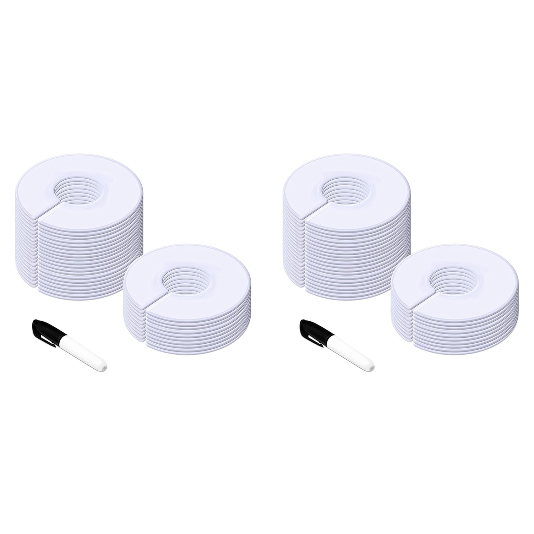 Hndhbfgrt 60 Pack White Round Clothing Size Closet Rack Dividers Hangers with 1Marker (Outer 3.5Inch, Inner 1.38Inch in Diameter)