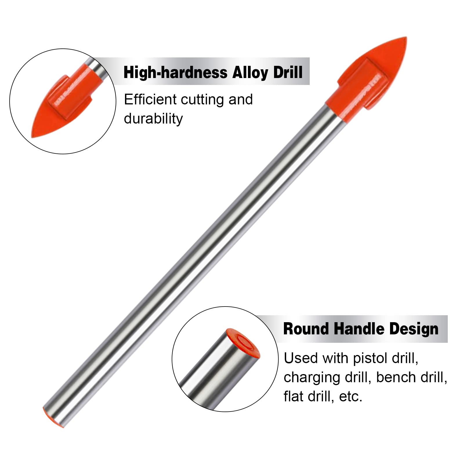 Set 10 Punte Da Trapano 6mm - Per Ceramica, Vetro, Mattoni, Legno E Cemento - Foto 9