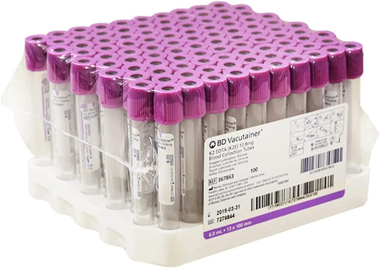 BAIXDM Vacuum Blood Collection Tubes, 100 Pcs 6mL EDTA Centrifuge Tubes