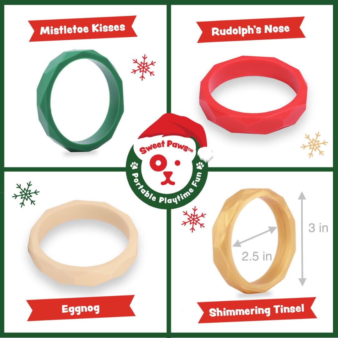 Anillos de dentición para cachorros, paquete de 4, pulsera de silicona de grado alimenticio, juguetes masticables para perros pequeños, perros medianos, juguetes para masticar cachorros, juguetes