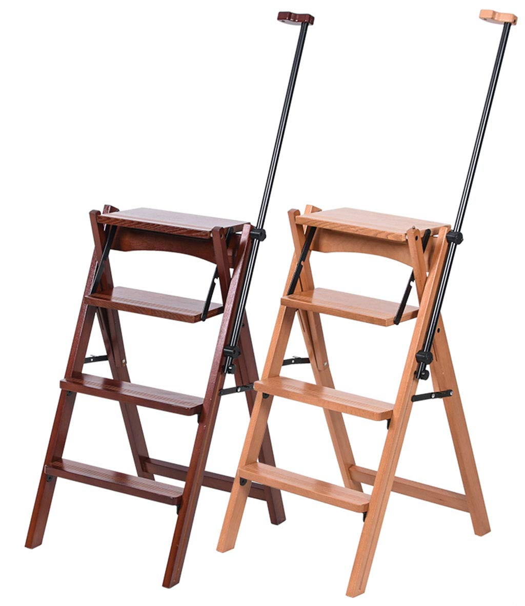 Folding Step Stool Folding Step Stool Household Wooden Folding Ladder Chair, Armrest and Non-Slip Design, Library Stair Chair Portable Garden Tool Ladder (Quantity x1)