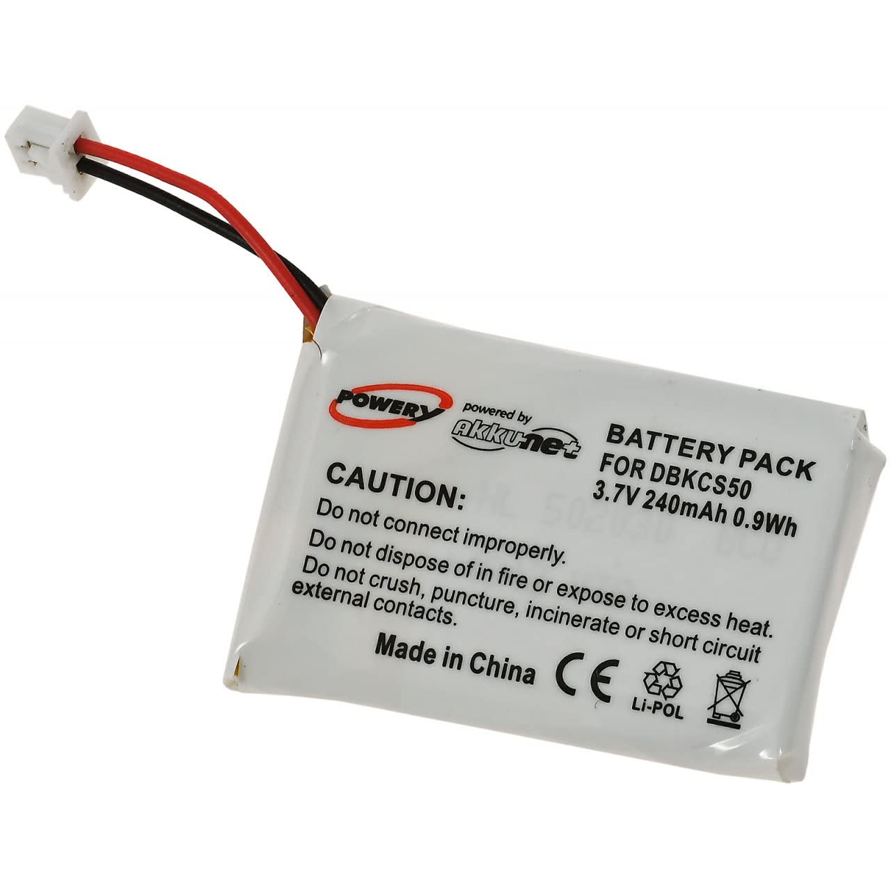 Batteria Al Litio Polimero 3,7V 240mAh Per Cuffie Plantronics Modello 65358-01