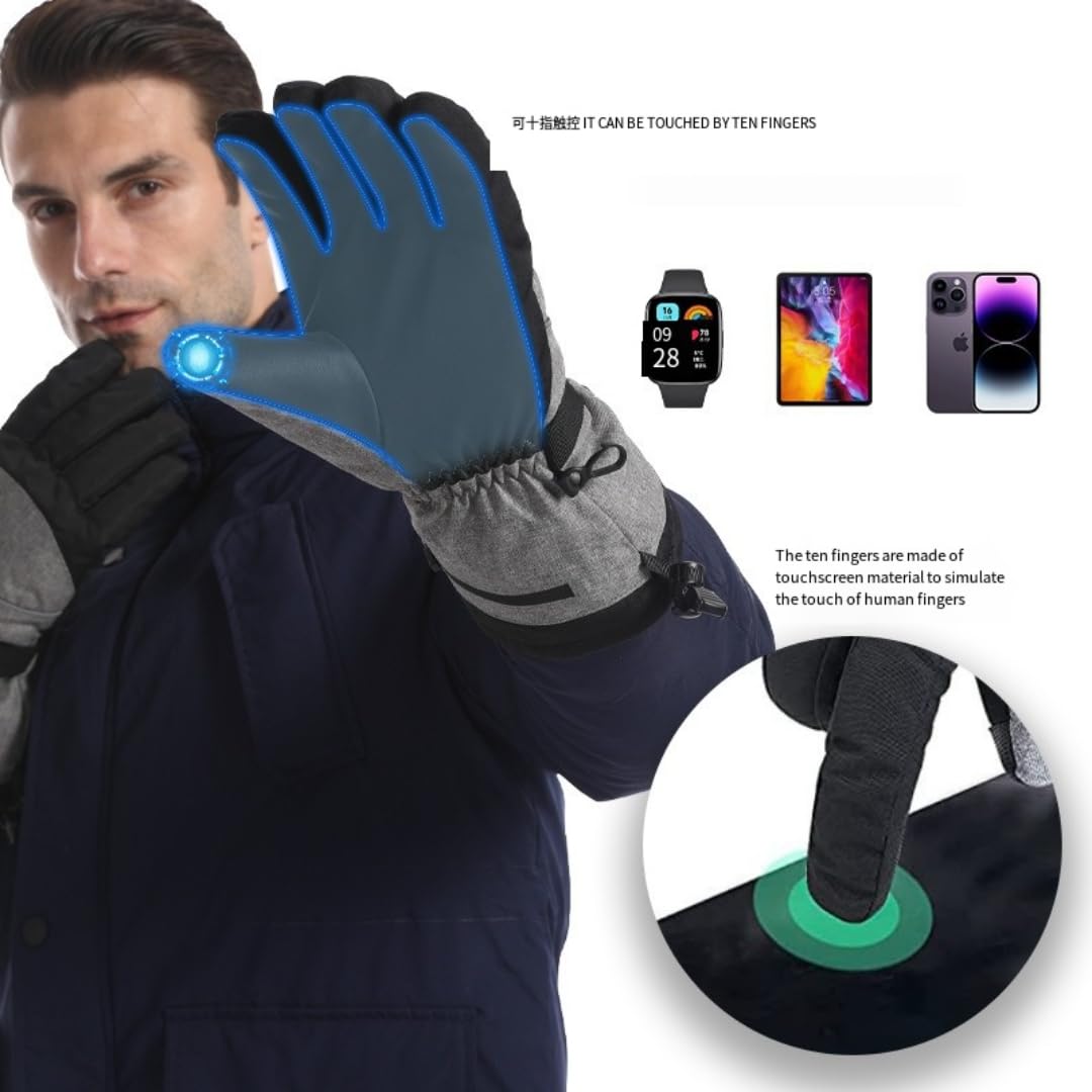 Gants chauffants pour homme et femme - Gants chauffants électriques pour moto, ski, travail en plein air, design antidérapant, compatible avec écran tactile, version améliorée