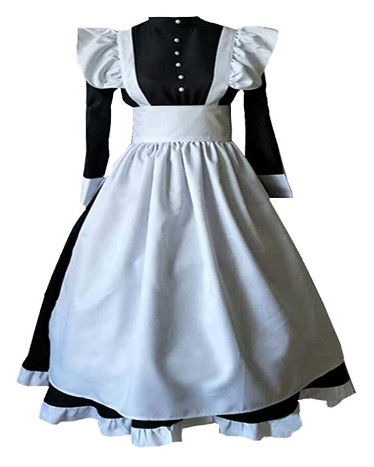 Edwardian victorian maid dress apron (Size : Medium)