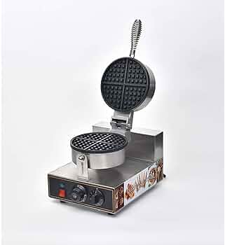 Andrew James 14 Inch Steel Round Waffle Maker - 1 Year Warranty (TEFLON COATING ISN'T COVERED) + Free Waffle Making Accessories (Silicone Tong, Spatul...