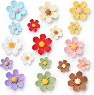 GOOZADA 18Pcs Flower Magnets, 9 Colors Cute Magnet, Flower Magnets for Fridge, Resin Decorative Magnet,3D Flowers Magnet for Refrigerator Office Kitchen Locker(9 Small+9 Medium)