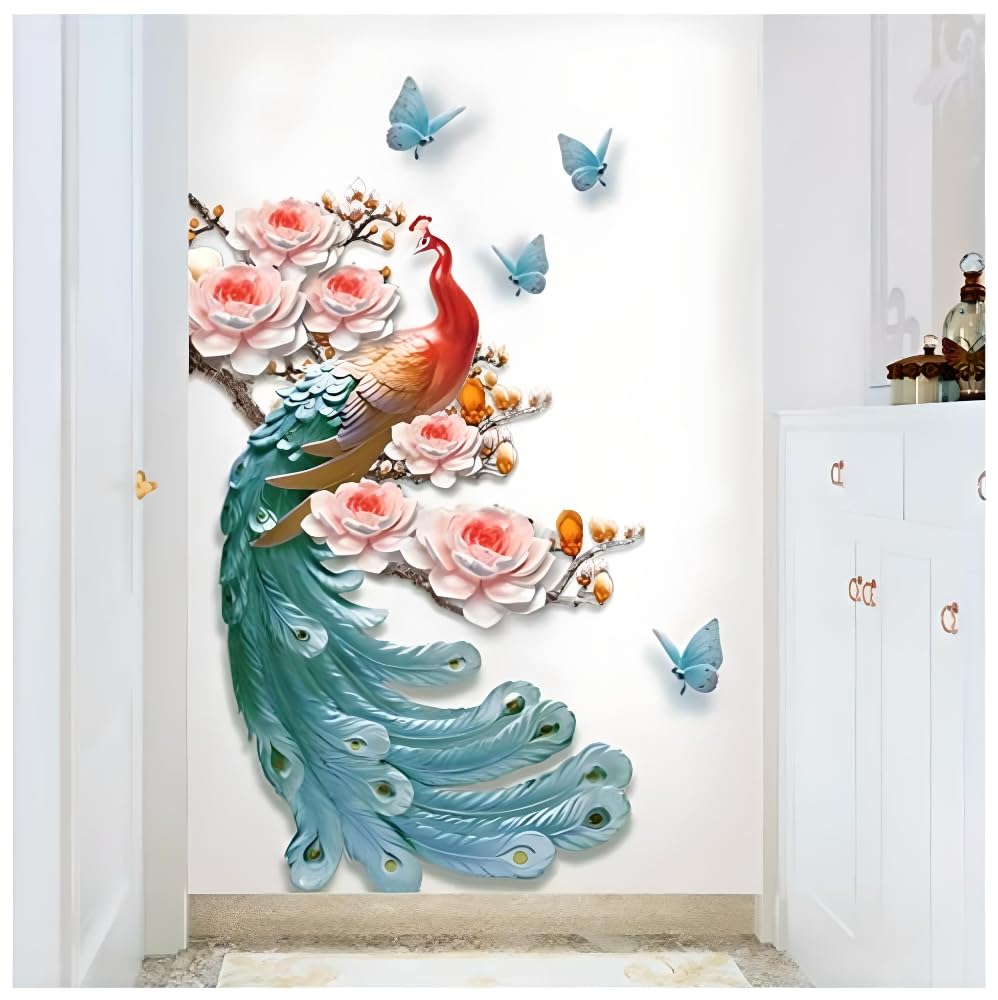 JAAMSO ROYALS Peacock with Colorfull Sticker for Wall, Wall Design, Wall Design Sticker for Hall, Wall Stickers for Bedroom Big Size, Sticker for Wall Decoration (Set of 2 Wall Sticker Sheet) (B0BDZZ884Z) Amazon Price History, Amazon Price Tracker
