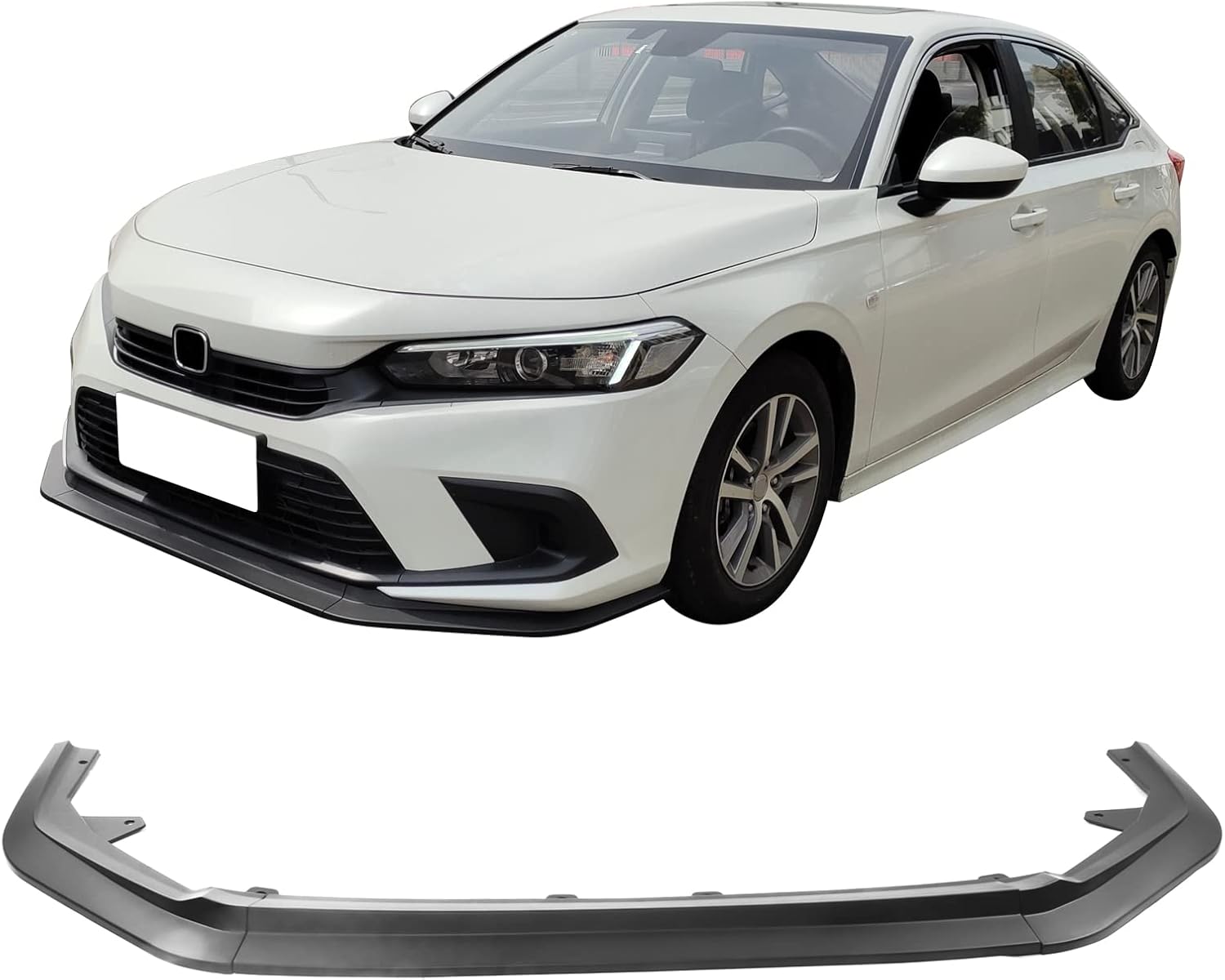 IKON MOTORSPORTS, Front Bumper Lip Compatible with 2022-2024 Honda Civic 11th Gen 4-Door Sedan & Hatchback, Matte Black RS Style PP Front Bumper Lower Lip Spoiler Bodykit