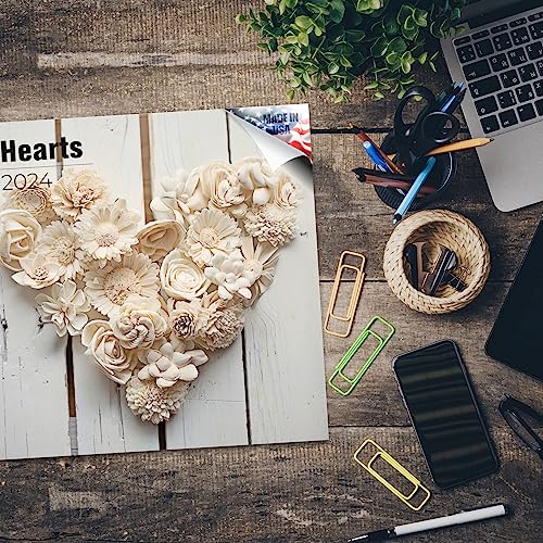 2023 2024 Hearts Calendar - Valentine Calendar - Arts Crafts Calendar - 12 X 24 Open - Thick No-Bleed Paper - Giftable - Teacher's Planner Calendar Organizing Calendar - Made Usa #TOP3
