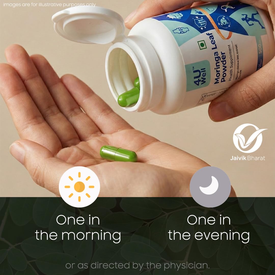 4UWell Moringa Leaf powder 500mg Capsules | High Protein, Iron & Calcium | Immunity, Energy, Detox & Vitality Support | Natural Superfood Daily Nutrition Supplement – 60 Capsules — Amazon image 6