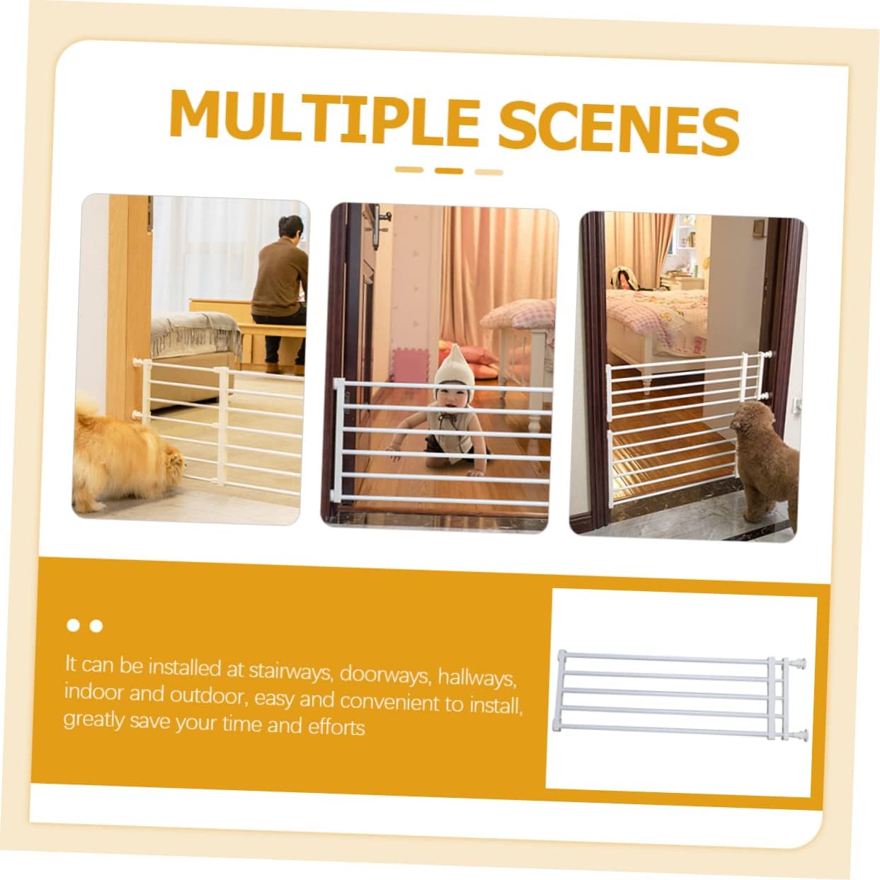 Indoor Wide Safety Gate Pressure Mounted Dog Gate Boy Girl Extra Wide Walk Through Pet Fence Boys and Girls Pet Stair Hallway White High