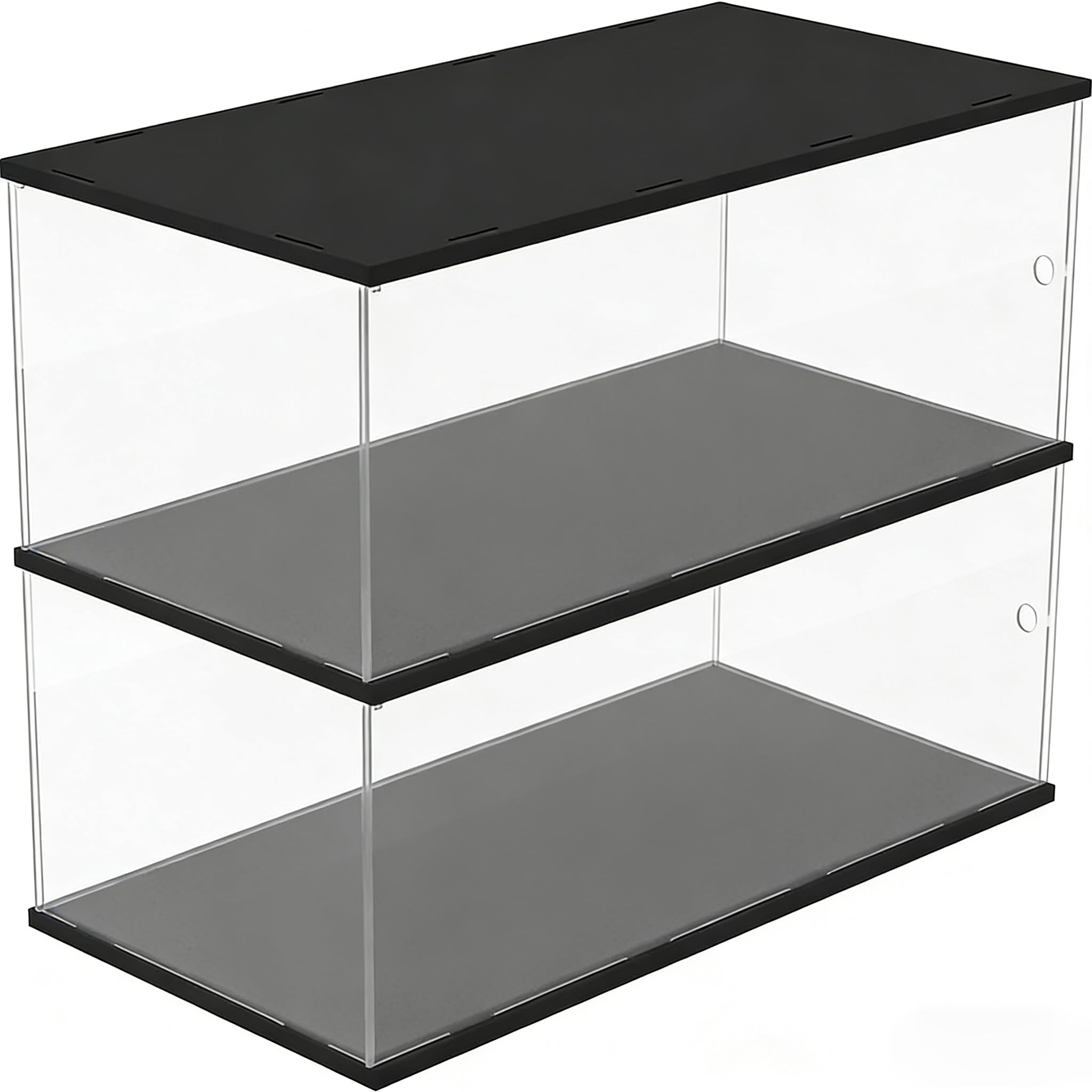 Vitrine aus Acryl, 2 Ebenen, für Sammlung, Lego Figur, Montage der Präsentationsbox für Miniaturautos 42096 911 42083, 25.6" L x13.2 W x 20.9 "H, Schwarz