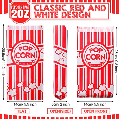 Image of Potchen 500 Pcs Popcorn Bags 2 oz Bulk Popcorn Holders Grease Tear Resistant Disposable Treat Bags for Carnival Movie Night Birthday Party Favors Home Business Supply