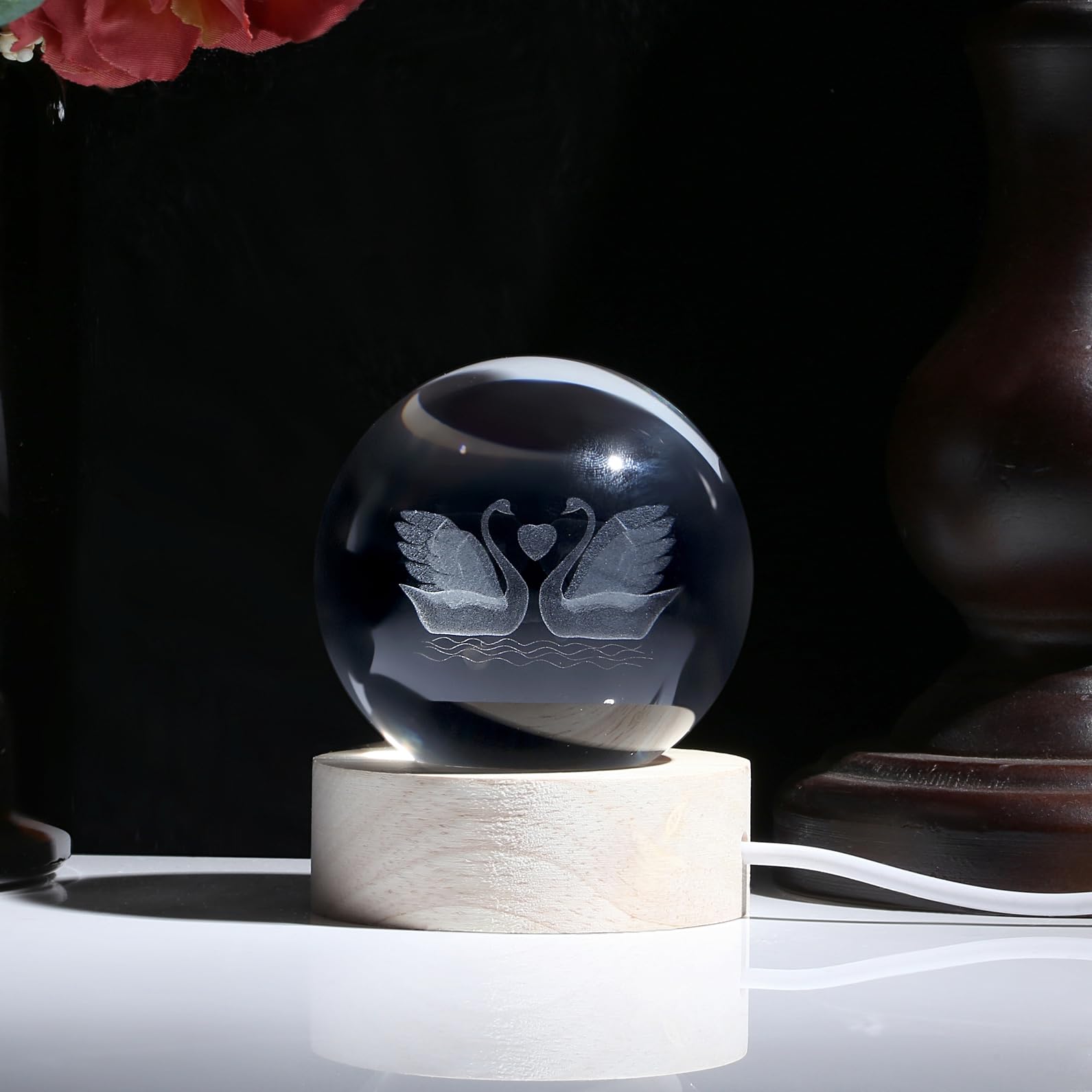 XIANNVXI 3D Double Swan Crystal Ball Paperweight Ornament Meaningful Gifts for Him Her Matching Presents for Couple His and Hers Gifts for Anniversary Valentines Engagement Decorations - Image 3