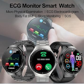 Smart Watch ECG with Bluetooth Phone Call SpO2 Blood Pressure | Waterproof Fitness Tracker with Heart Rate Blood Oxygen PPG BMI HRV Sleep Monitor for Android iOS