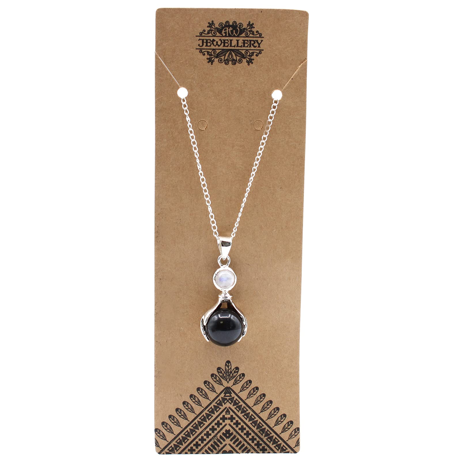 Black Agate Gemstone Healing Hands Pendant - KDMD
