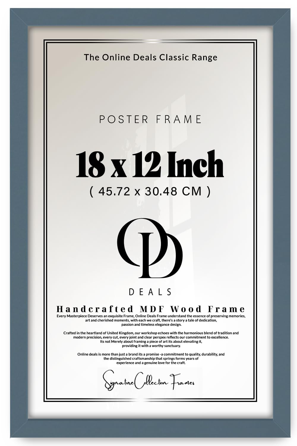 Od Deals Dark Grey — Classic Medium Rectangle Poster Picture 18 X 12 Inch | Solid Engineered Wood Finish | Hanging Hooks (45.72 X 30.48 Cm) For Art Wall Gallery — For Home Office Living Room Show