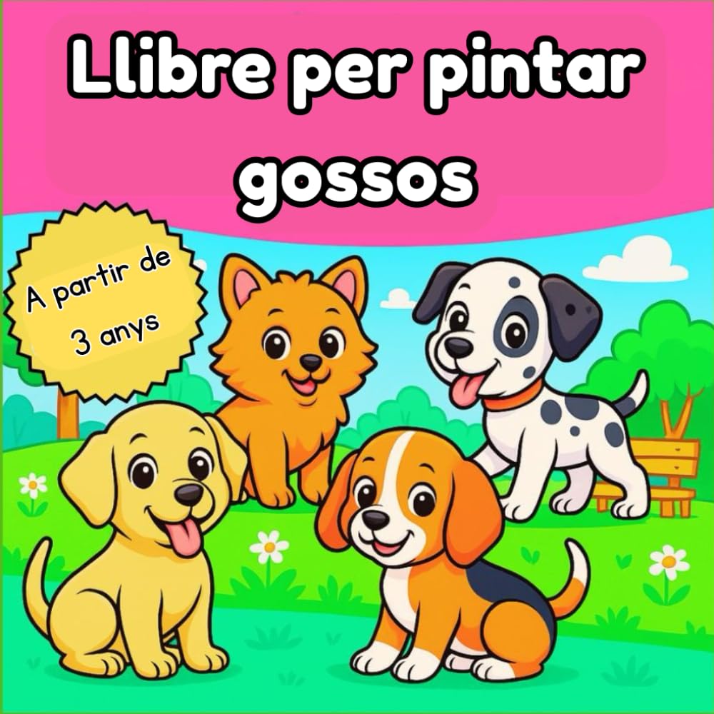 Llibre per pintar gossos: 50 divertits dibuixos de gossos per a nens | Llibre per pintar fàcil i creatiu