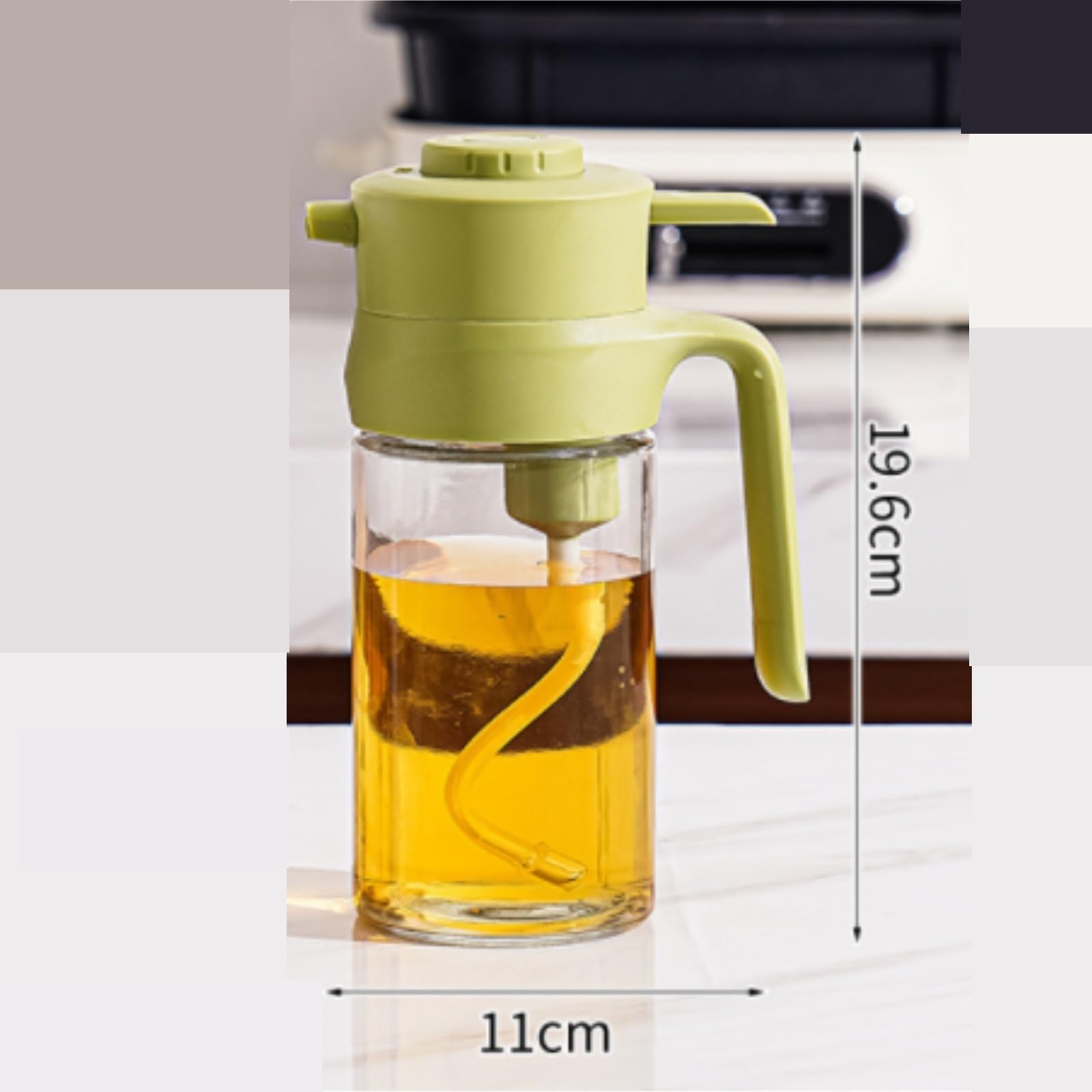 Ölsprüher Für Speiseöl Glas-Ölsprüher, Kein Öl Klebend, Push-Typ, Geeignet For Salate, Braten, Grillen Grillen Küche(Yellow)