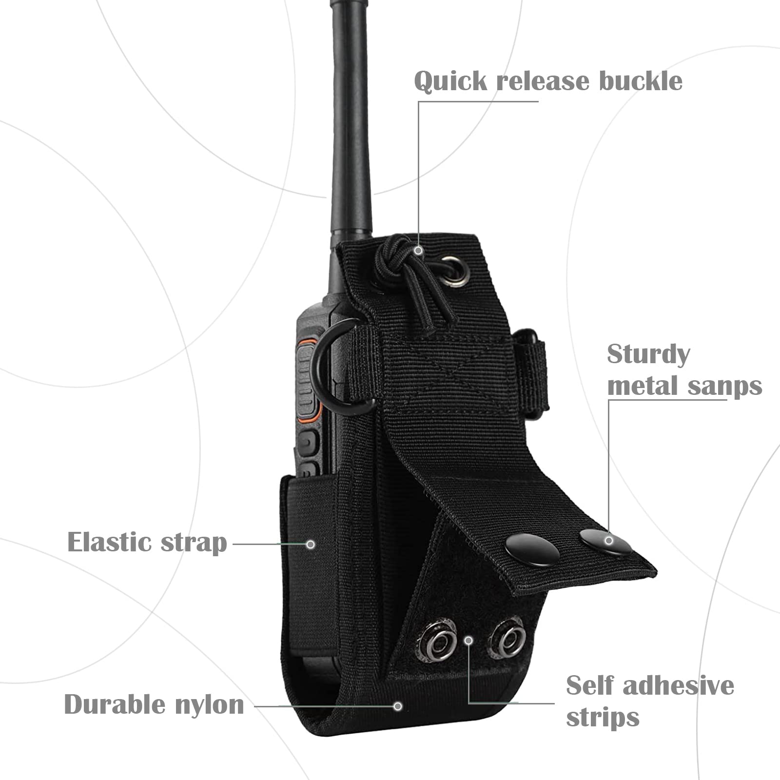 Fondina Walkie Talkie MSC-20A Custodia Universale per Radio Bidirezionale con Tracolla Regolabile Nero