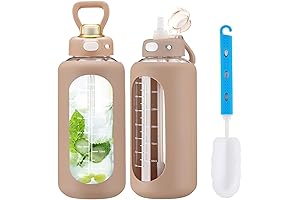 SieroZur Glass Water Bottle with Straw Half Gallon