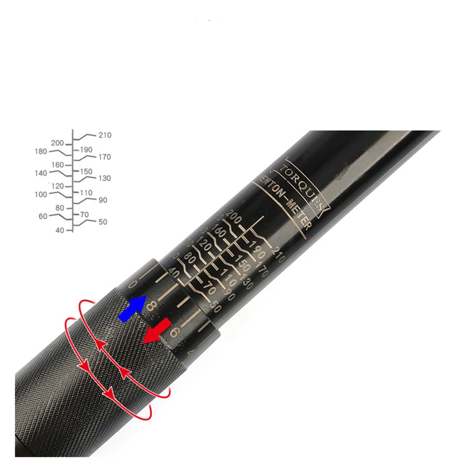 Klucz dynamometryczny, 1/4 3/8 1/2 Torque Preset Torque Wrench Drive Tool 5-210 nm Pozytywny ujemny dwukierunkowy klucz regulacji(Three-eighths Inch)