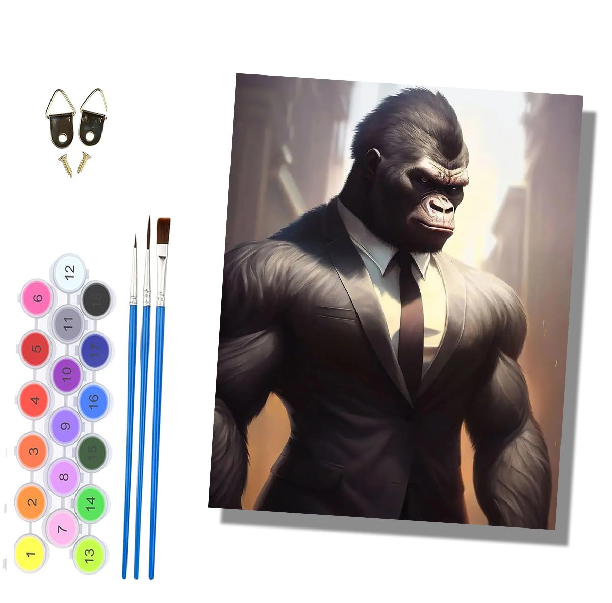 HONGPZH Paint by Numbers for Adults and Beginner Painting by Number Without Frame Oil Paintings on Canvas House Wall Decor 16x20in Suit Gorilla-2