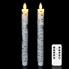 Eldnacele Flameless Taper Candles with Remote Timer, Moving Wick LED Window Candles Battery Operated Real Wax Candlesticks for Christmas Dinner Party Home Decoration 4 Pack(White)