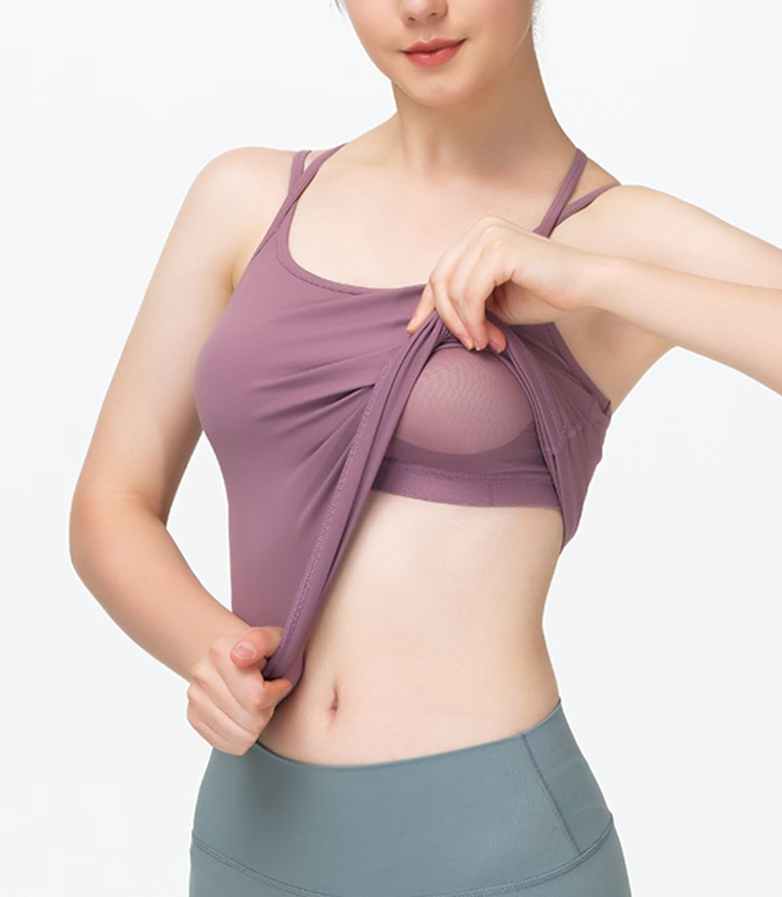 Rivccku Canotta Sportiva con Reggiseno Incorporato Canotta da Donna Senza Maniche Canotta Top per Yoga Palestra Pilate