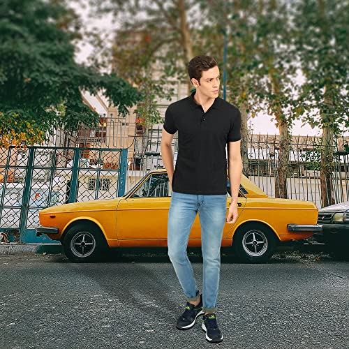 Scott International Men's & Boys Stylish Cotton Regular Fit Solid Polo Neck T-Shirt- Cotton Blend, Ultra Soft, Half Sleeves, Comfortable, Lightweight Polo T-Shirt