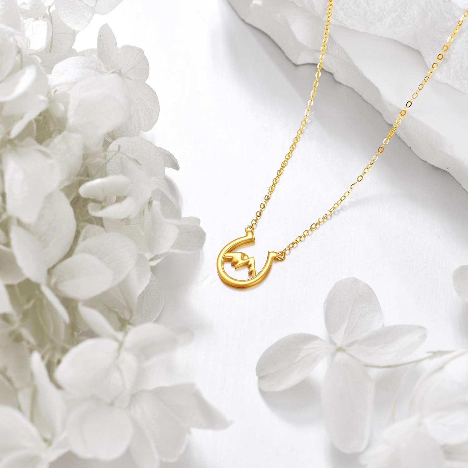 14K Solid Gold Horseshoe Necklace for Women Lucky Horseshoe Pendant Mountain Jewelry Gifts - Image 3