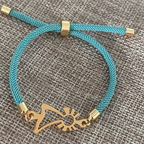 Pulsera Virgen del Pilar verde agua ajustable para niñas y mujeres