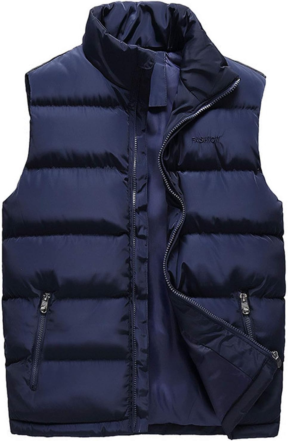 Flygo Men's Stand Collar Winter Warm Thick Quilted Padded Puffer Down Vest