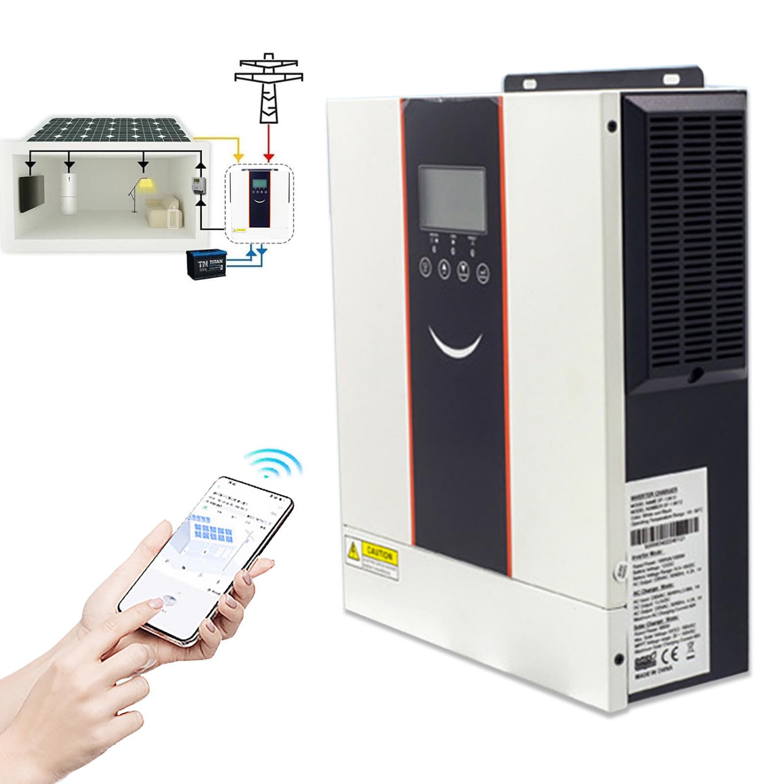 Falownik Hybrydowy Solarny On/Off-Grid 4,2 KW 6,2 KW 8,2 KW 10,2 KW z Kontrolerem Mppt, Falownik Solarny o Czystej Fali Sinusoidalnej z Wyświetlaczem Lcd,24V/4200W