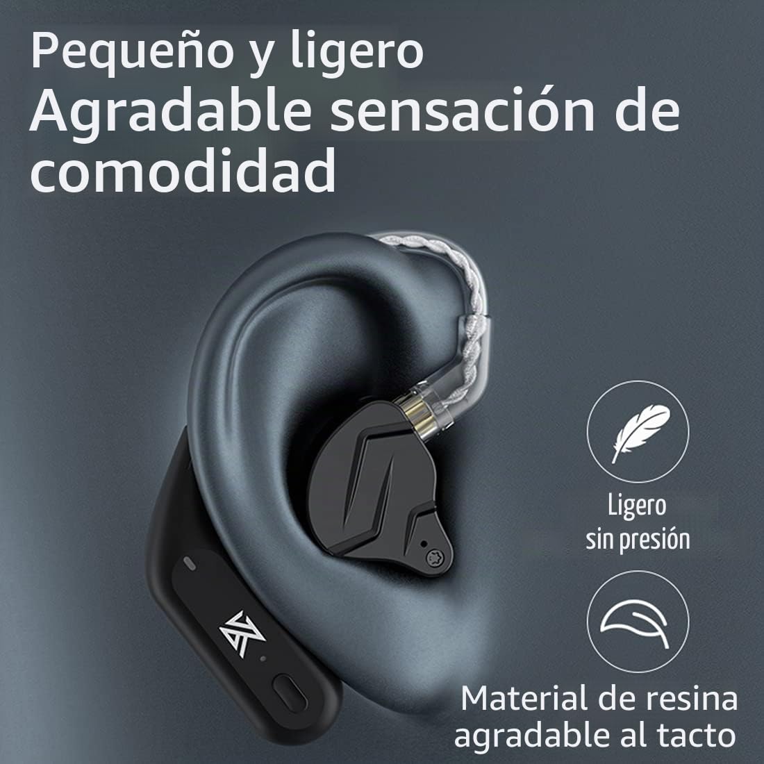CCA KZ AZ09 Módulo Bluetooth 5.2 IEM Adaptador Bluetooth inalámbrico impermeable gancho para la oreja Cable Bluetooth de larga duración para KZ ZS10 PRO/ZS10 PRO X/ZSN Pro X/ZSN PRO/AS16 PRO/Zax,