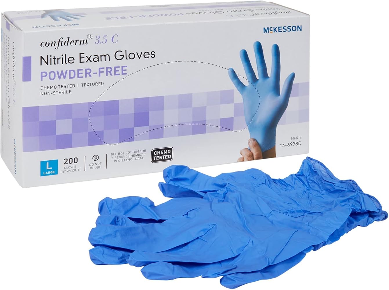 McKesson Confiderm Blue Nitrile Exam Gloves, Disposable,