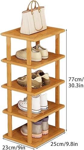 Miniatura 3 de clinmday Zapatero escalonado, madera y ahorro de espacio y pequeño  estrecho  Zapatero de esquina alto para entrada, zapatero de esquina torre para