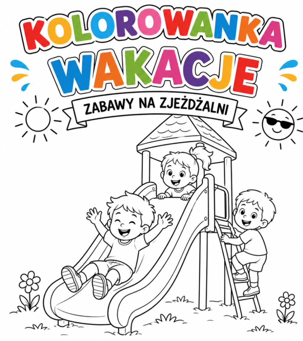 Kolorowanka wakacje zabawy na zjeżdżalni: Kolorowanka dla dzieci i młodzieży