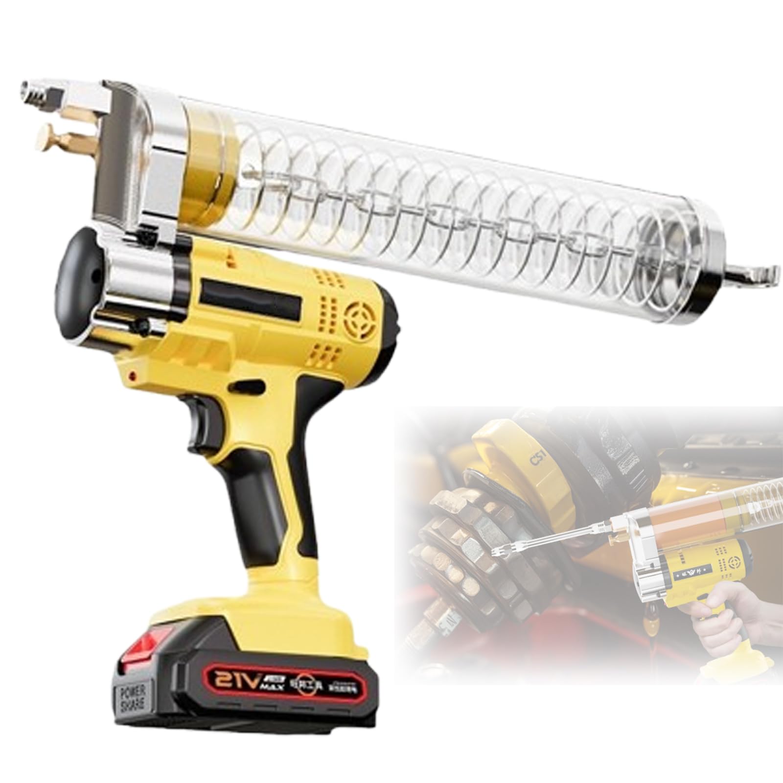 Pistola de grasa inalámbrica con batería de litio recargable, presión de 6000 PSI, ventilación eficiente, disipación de calor, fácil mantenimiento para uso en exteriores