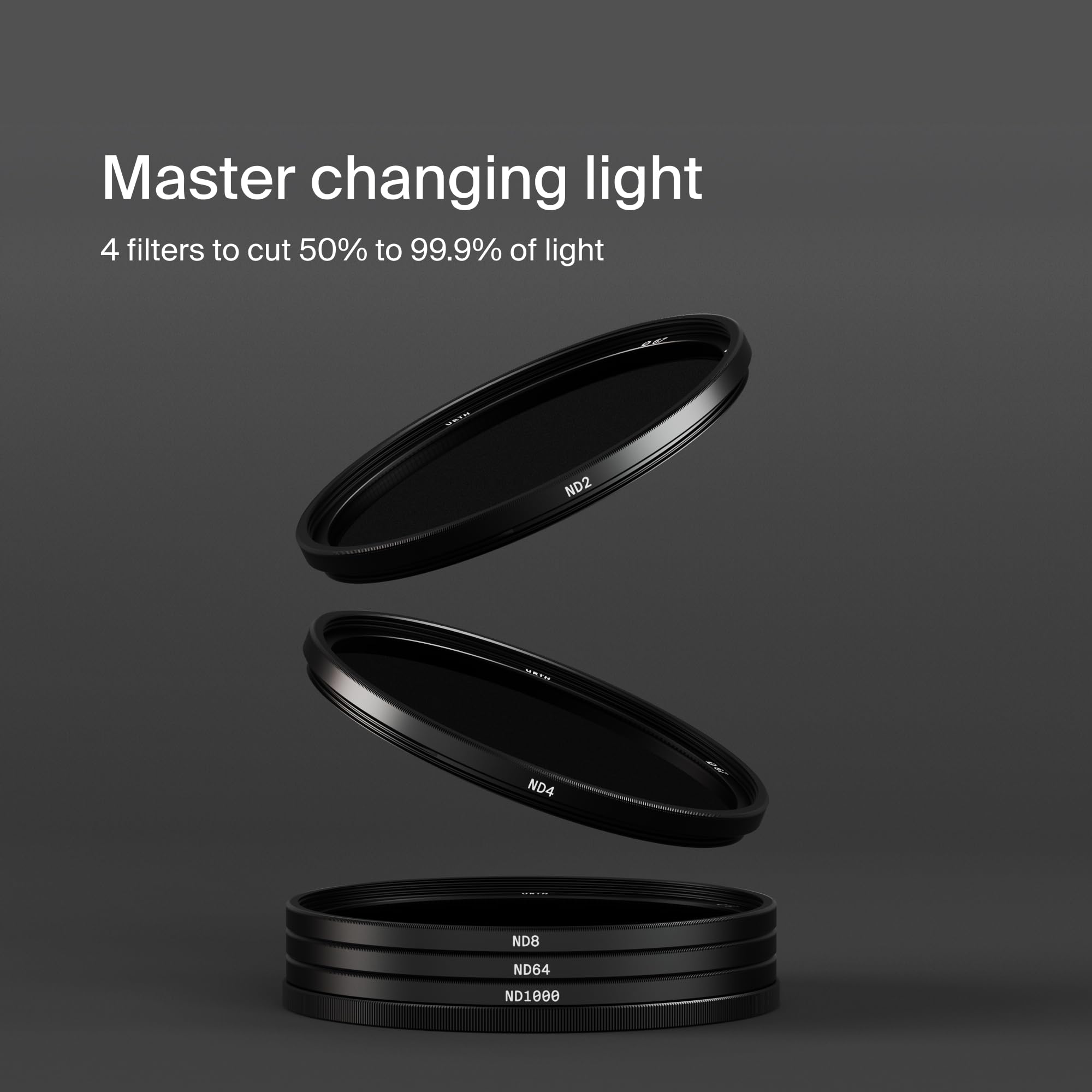 Urth 49 mm Kit Filtri ND2, ND4, ND8, ND64, ND1000 (Plus) per Obiettivo 5-in-1 — Densità Neutra, Nano Rivestimento 20 Strati, Filtro per Fotocamera in Vetro Ottico HD con 2 Tappi