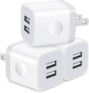 USB Charger Block, KENHAO 3Pack Dual Port USB Wall Plug 2.1A/5V Outlet Power Adapter Brick Cube Charging Block for iPhone 14 13 12 11 Pro Max SE XS XR X 8 7 6 Plus, Pad, Galaxy, Tablet, Android Phone