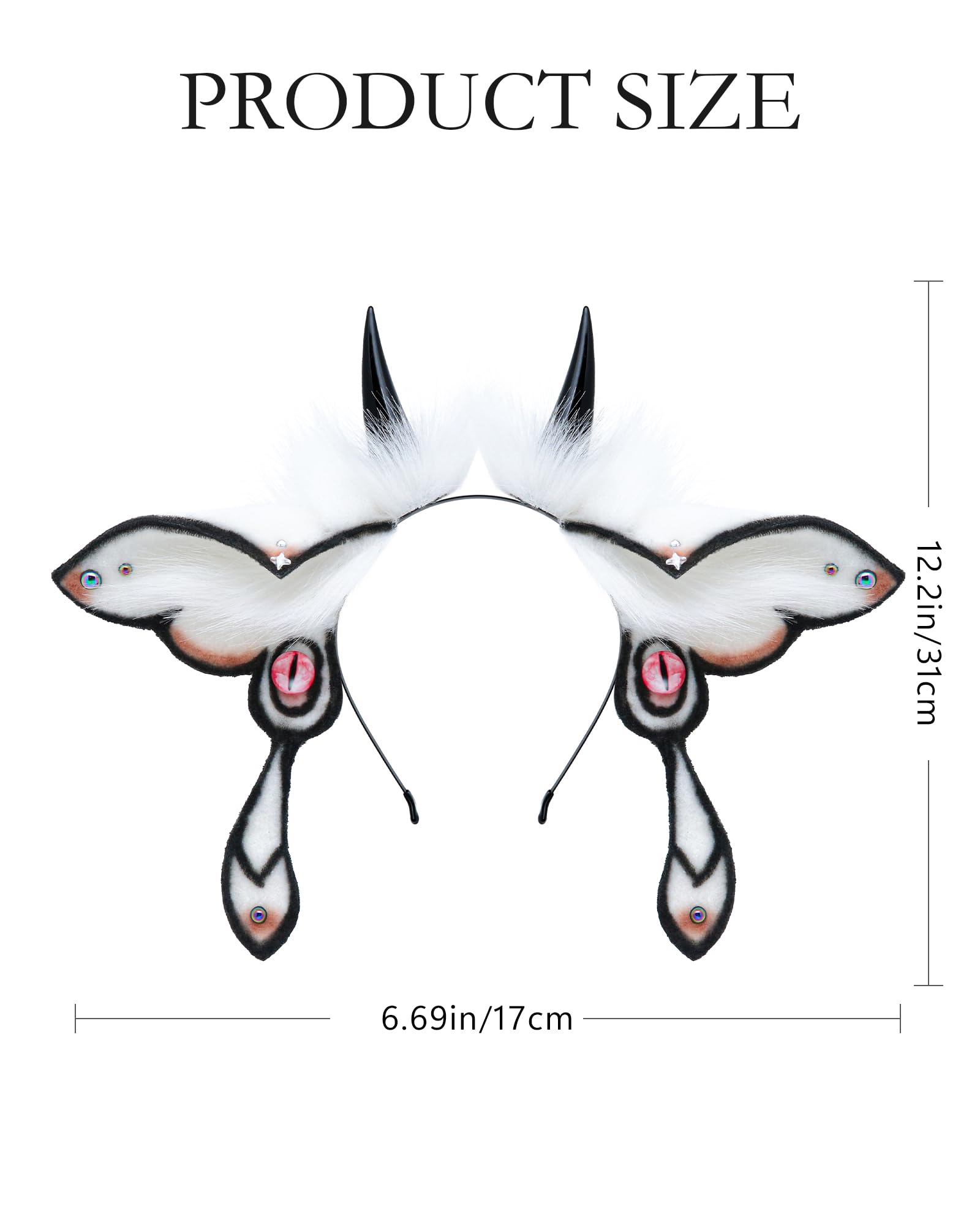Realistic Furry Animal Ears Headband Fantasy Creature Ears Adult Cosplay Accessory for Halloween: Moth Black