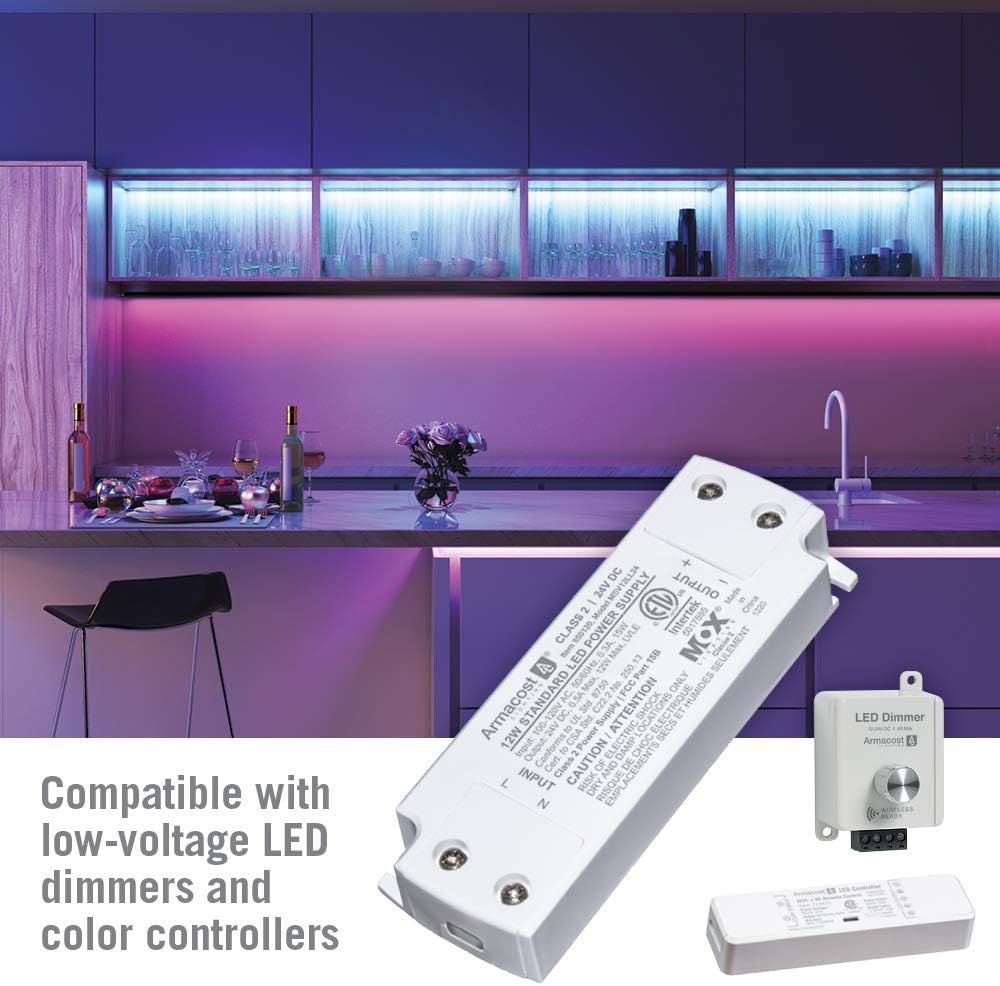 White 12W 24V LED Power Supply with Detachable Cord