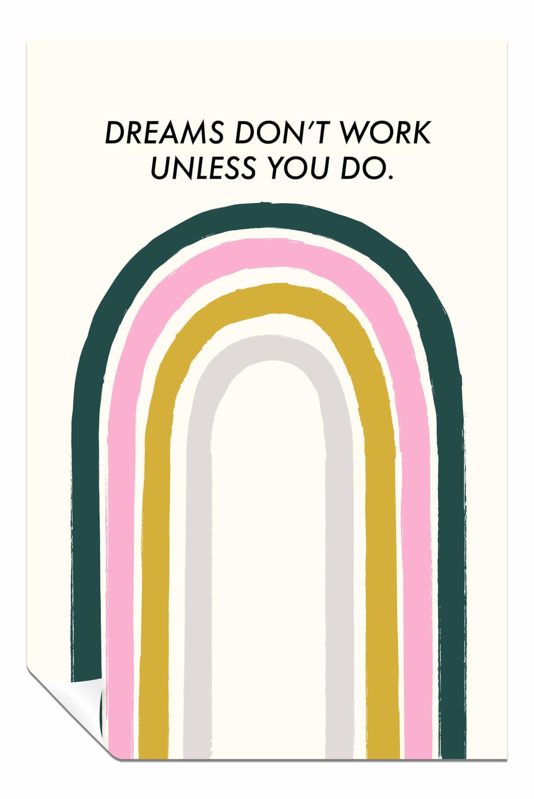Panther Print Dreams Dont Work Unless You Do Unframed Poster, Pictures for Home Walls, Bedroom, Living Room & Bathroom Decor 31x20cm (12x8in)