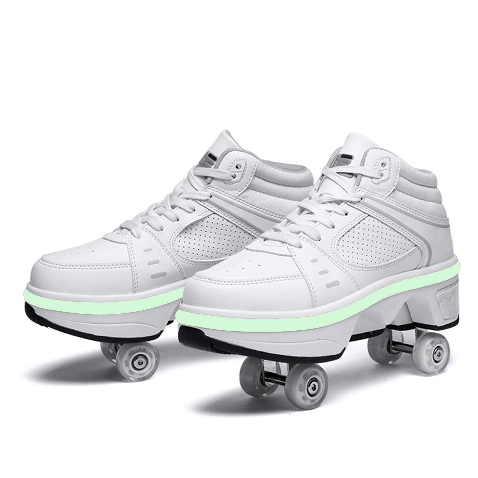 Rolschaatsschoenen voor Kinderen Jongensmeisjessneakers met 4 Wielen, Oplaadbaar via USB LED Oplichten Rolschaatsen, Rolschaatsschoenen voor Kinderen Cadeau,Black-33EU