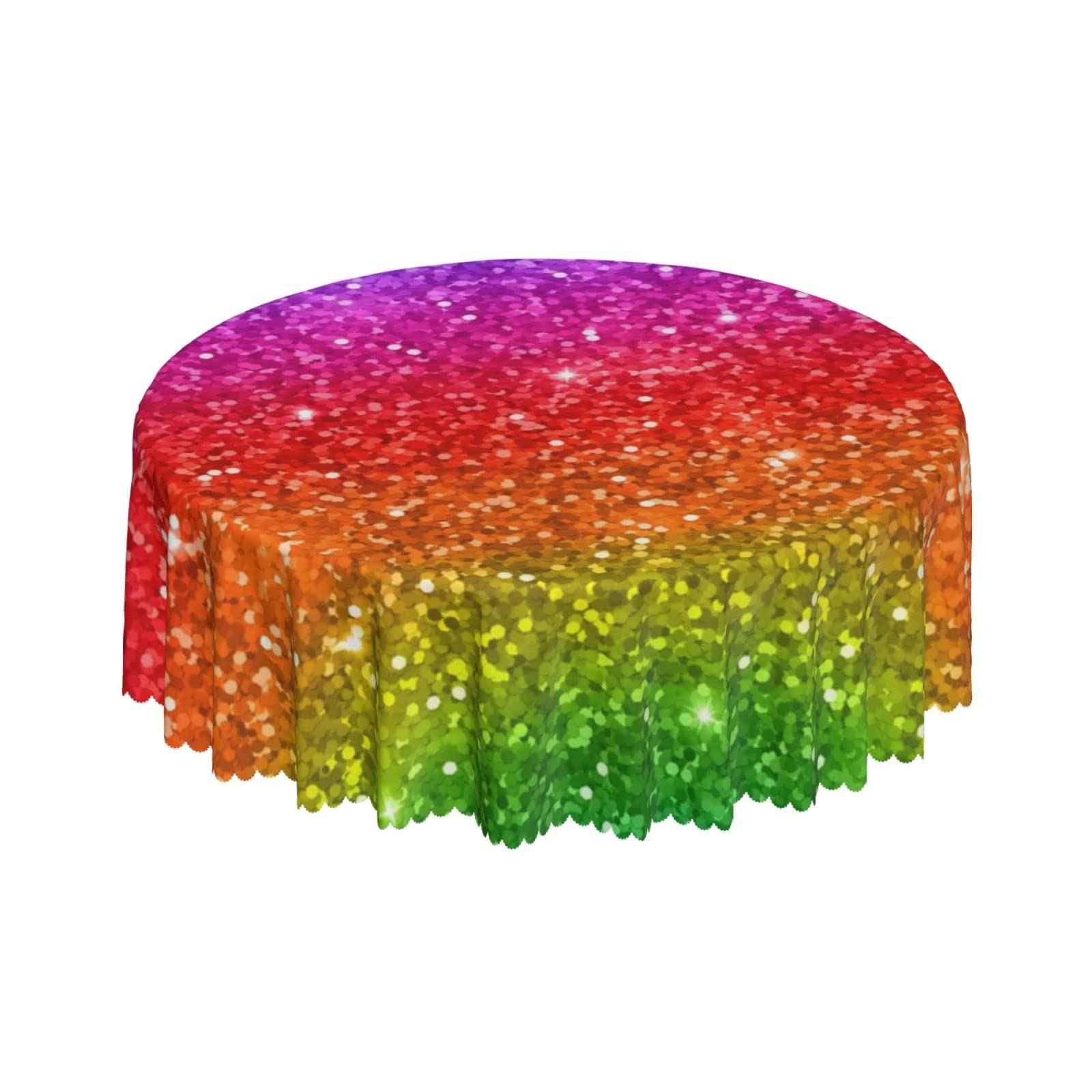 Lsjuee Rainbow Bright Bright Gradient Round Tablecloth 60 Inch Printed Washable Tablecloth for Dining Party Holiday Fall Home Decorative