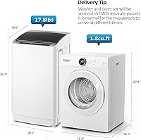 Vista 2 de ROVSUN Juego de lavadora completamente automática de 17.8 libras y secadora de ropa portátil de 1.8 pies cúbicos, juego combinado de lavadora