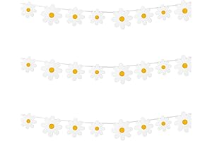 3 Packs Daisy Garland With 40 Piece Daisy Wall Decals