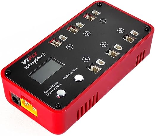 WhoopStor V3 6 Ports 1S LiPo Battery Storage Charger and Discharger with LCD Display Tiny Whoop Charger with PH2.0 and BT2.0 Connectors